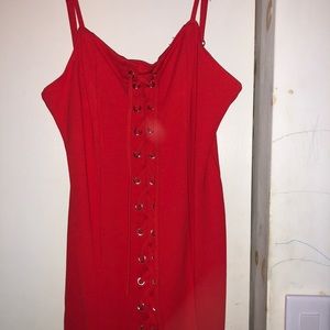 F21 Red bodycon dress!! Lace up